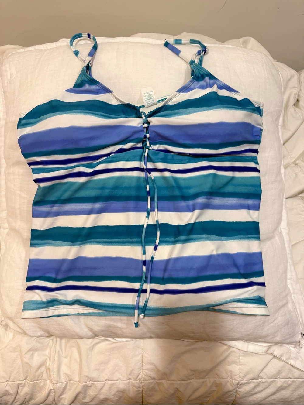 Striped Blue & Teal Women's Tankini SwimTop